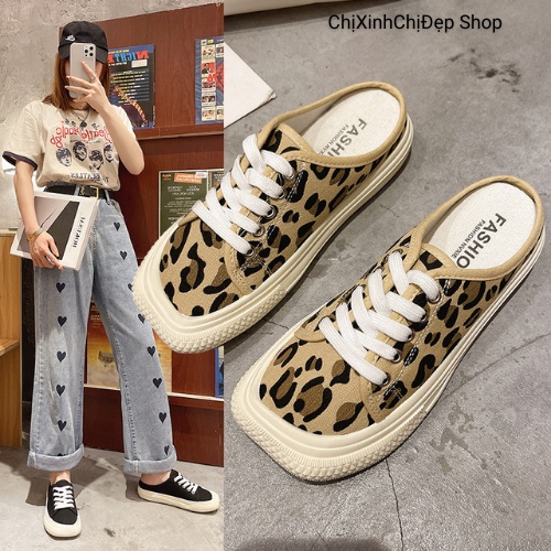 Giày đạp gót nữ mũi vuông | Giày sục nữ vải canvas ulzzang