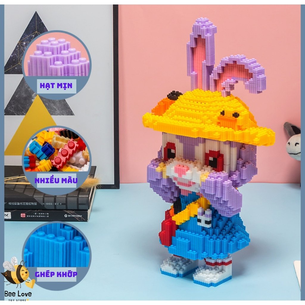 Đồ chơi lắp ráp lego xếp hình nhân vật hoạt hình cỡ lớn, mô hình DIY ba chiều động vật dễ thương giáo dục sớm cho bé