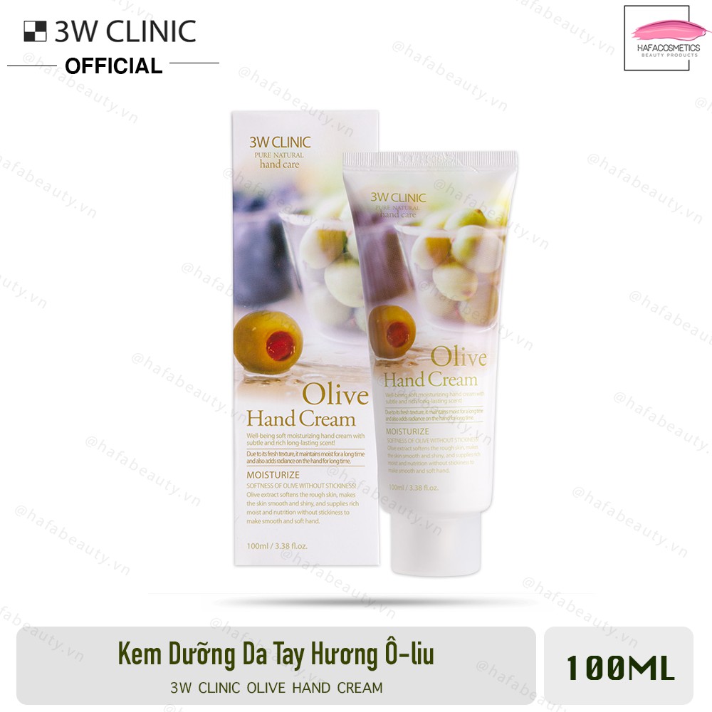 Kem Dưỡng Da Tay Chiết Xuất Ô-Liu 3W Clinic Olive Hand Cream