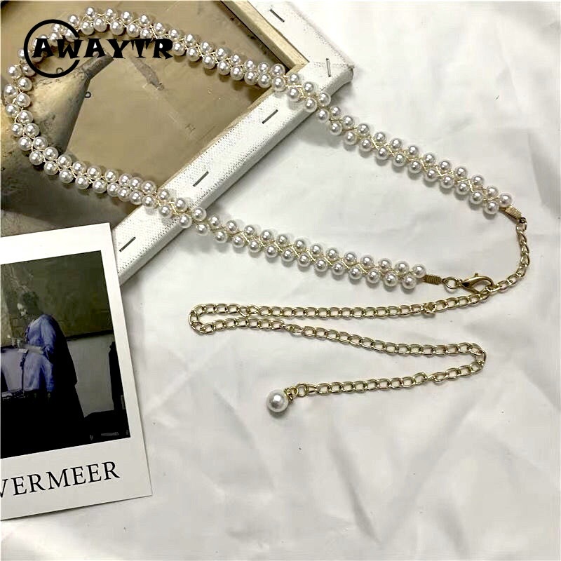 Thắt Lưng Dây Xích Đính Ngọc Trai Trang Trí Đầm / Quần Jean Thời Trang Cho Nữ