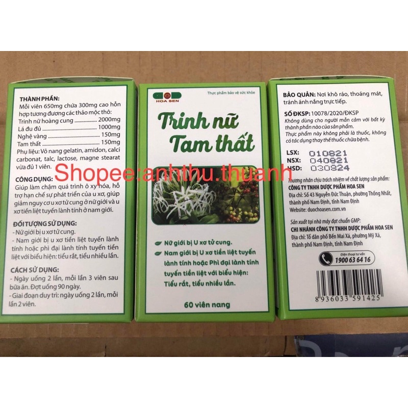 Trinh nữ tam thất (hỗ trợ điều trị u nang buồng trứng, u xơ tử cung ở nữ và u xơ lành tiền liệt tuyến ở nam)