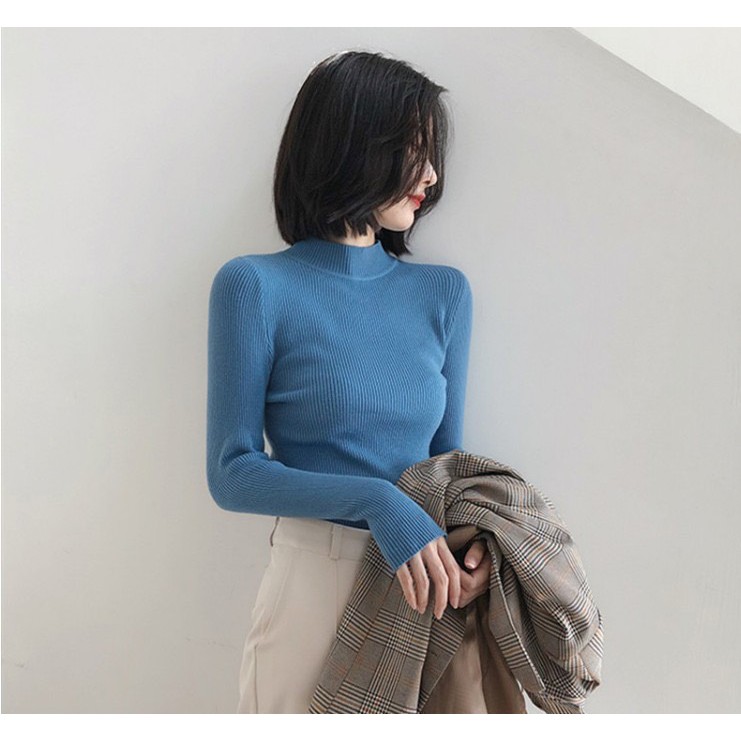 Áo Len Tăm Nữ cổ 3 Phân Cao Cấp Công Sở Xinh Yan.Fashion L39 Áo Len Cổ 3 cm Nhiều Màu | BigBuy360 - bigbuy360.vn