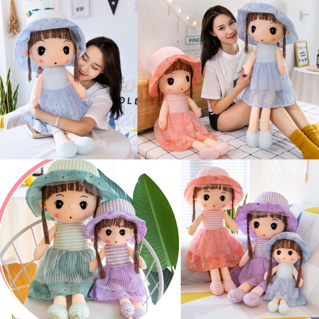 Búp bê váy kẻ kích thước 45cm và 60cm