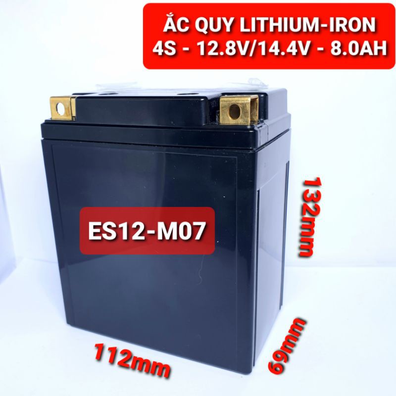 Achun.vn -ES12-M07-ẮC QUY LITHIUM-IRON  4S- 12.8V/14.4- 8.0AH(8 viên 26700) - Khởi động xe máy