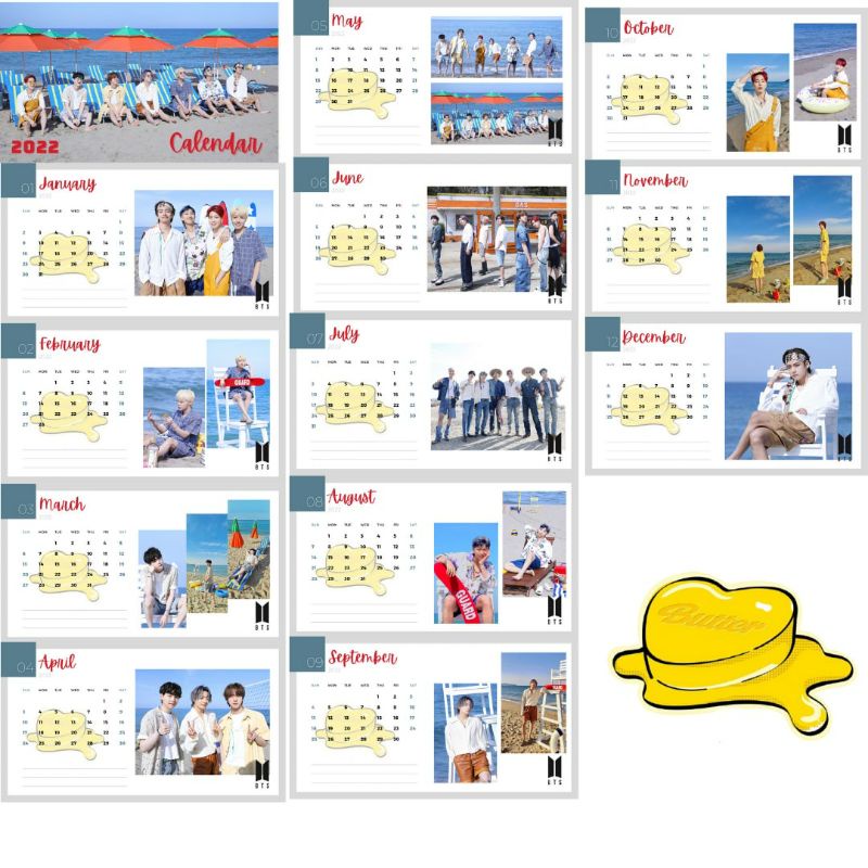 Lịch để bàn 2022 in hình nhóm nhạc BTS dành cho fan, Lịch DIY BTS 2022