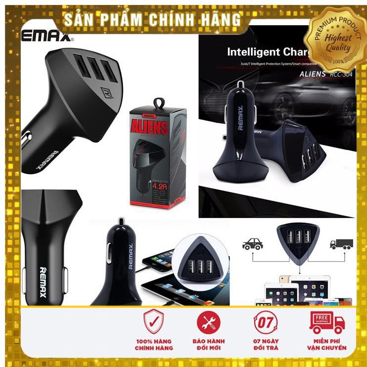 Cốc sạc ô tô 3 cổng USB Alien Series 3 Remax RCC-304 - Chính Hãng 💖 HÀNG CHÍNH HÃNG 💖