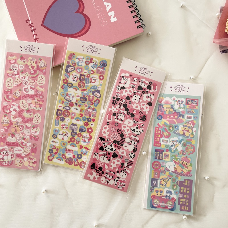 Zanmo tấm hình dán sticker thỏ kim tuyến sáng tạo phong cách hàn quốc
