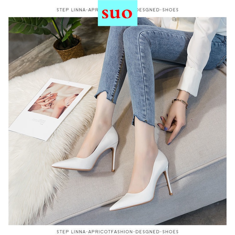 Giày Cao Gót Mũi Nhọn Màu Đen Thời Trang Xuân Thu Sang Trọng Cho Nữ 2021