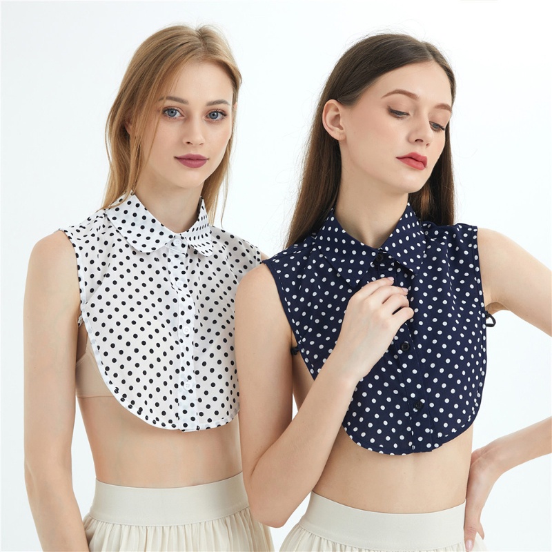 Cổ Áo Sơ Mi Giả Họa Tiết Chấm Bi 10mk Cho Nữ