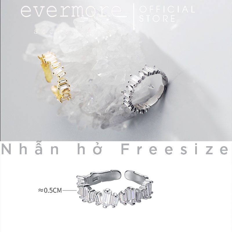 Nhẫn bạc EVERMORE, nhẫn bạc Ý 925 đính đá chữ nhật toàn vành Damianos thanh lịch, minimalism - N040