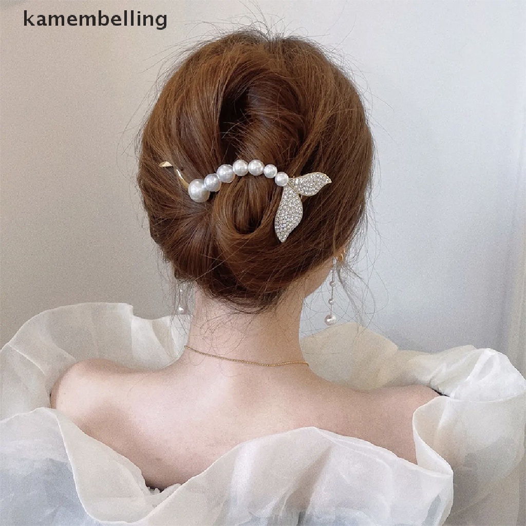 Kẹp Tóc Ngọc Trai Một Chữ Cái Kẹp Tóc Đuôi Ếch Hình Học Đơn Giản Cho Nữ