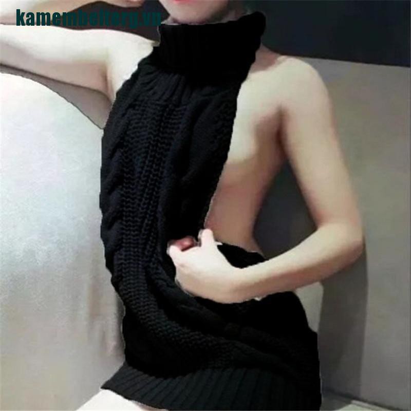Áo Sweater Dệt Kim Sát Nách Hở Lưng Hóa Trang Anime Cho Nữ