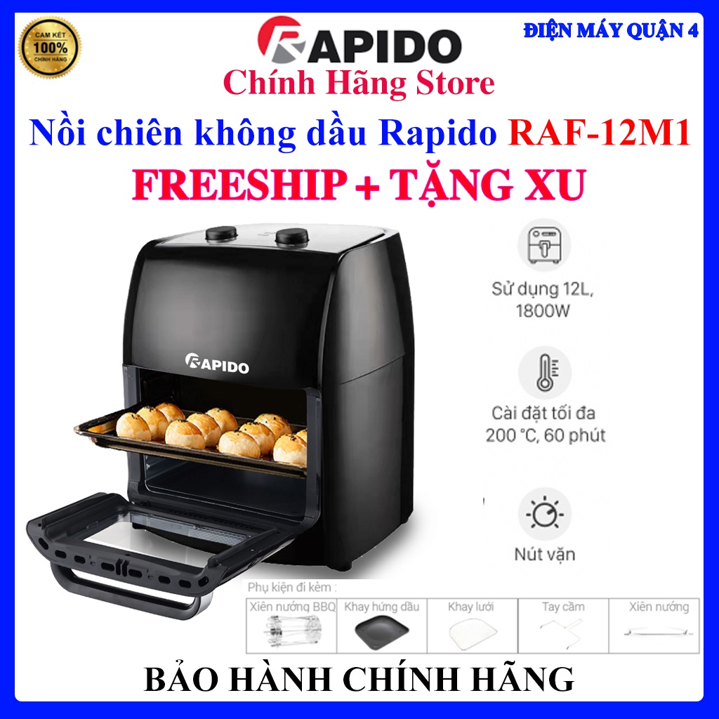 Nồi chiên không dầu Rapido RAF-12M1 12 lít, Bảo hành chính hãng