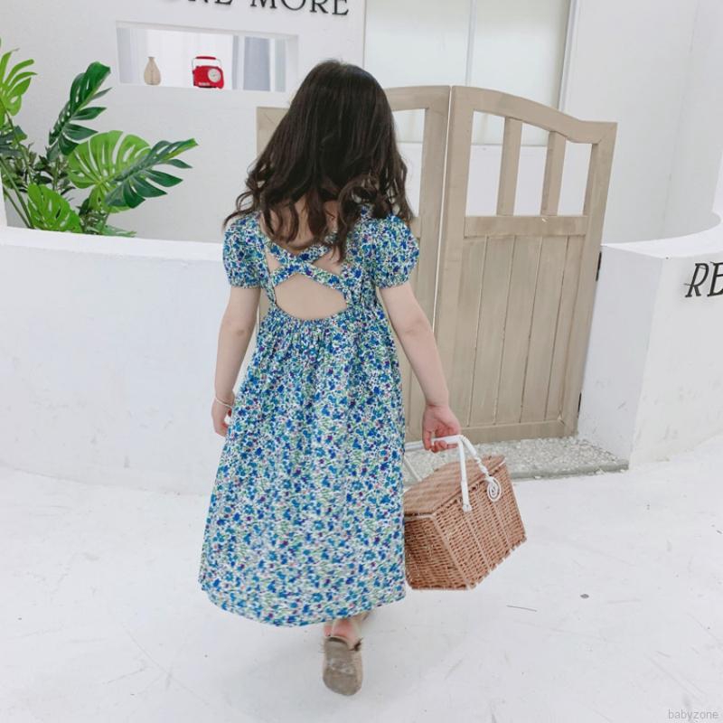 Đầm hoa hở lưng cho bé gái
