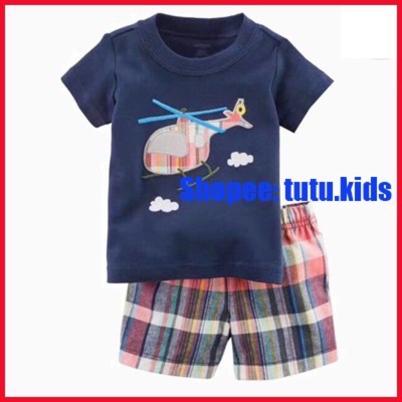 Quần áo bé trai cộc tay mùa hè hàng Carter's xuất dư cao cấp chất liệu thun cotton mát mẻ