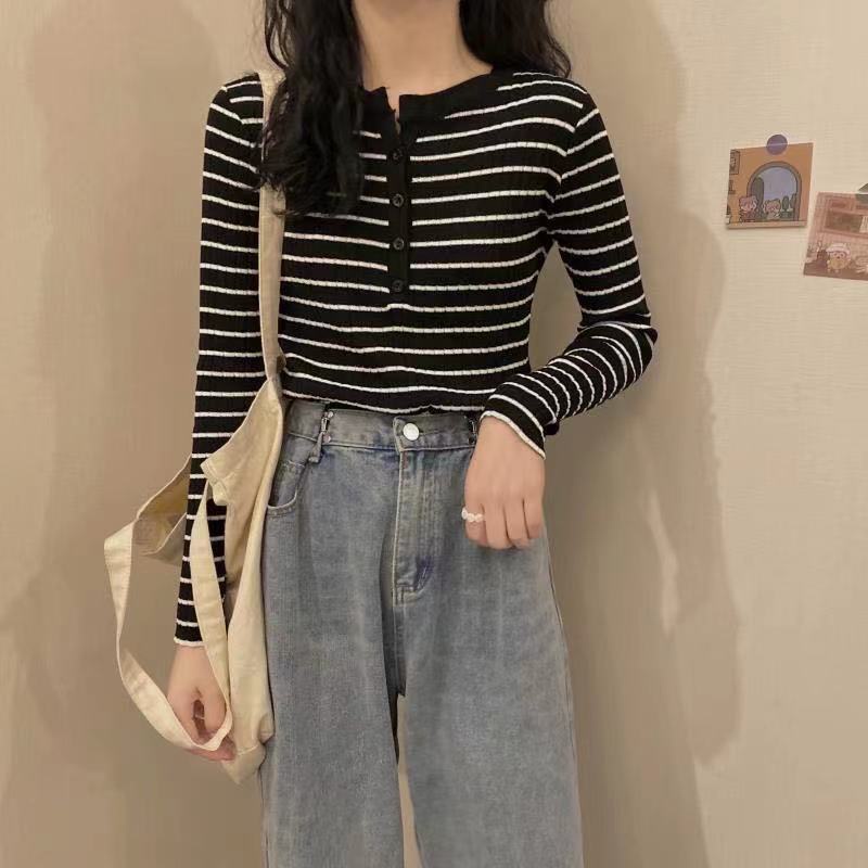 Áo Len Nữ Dài Tay Sọc Ngang Mới