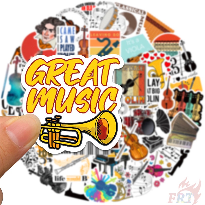 ❉ Sticker Dán Trang Trí Hình Nốt Nhạc Cổ Điển 01 ❉ Bộ 52 Sticker Chống Thấm Nước Họa Tiết Doodle Hợp Thời Trang