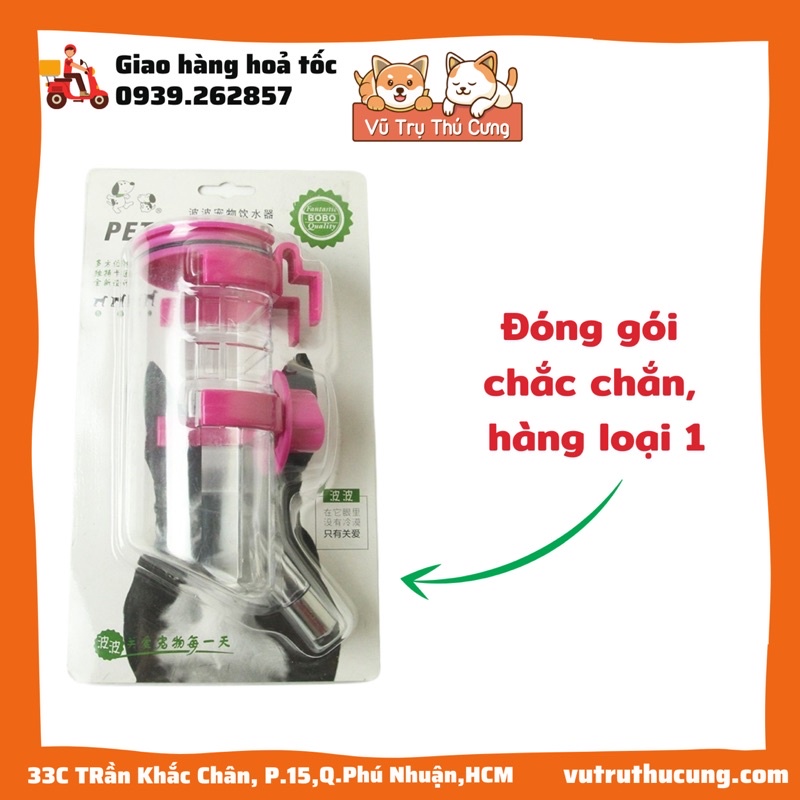 (Loại xịn) Bình uống nước gắn chuồng Chó Mèo tự động, bình đựng nước cho thú cưng