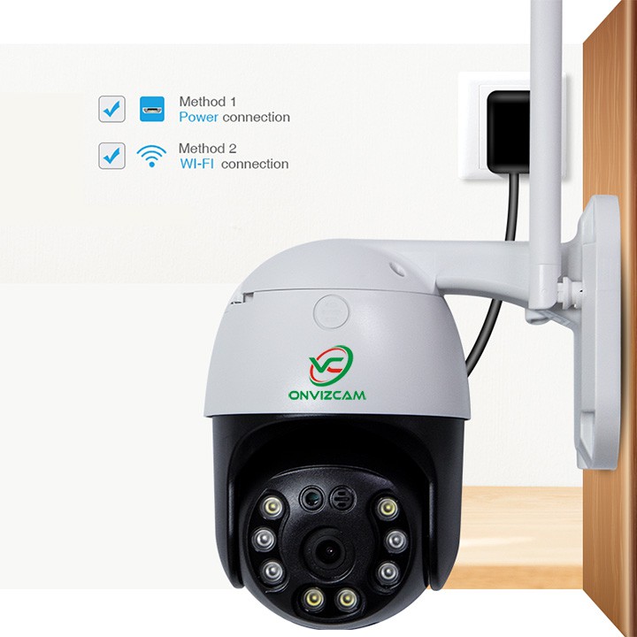 Camera WIFI PTZ ngoài trời Onvizcam HK30 3.0MPX - Xoay 360 độ, đàm thoại, phát hiện chuyển động