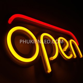 BẢNG ĐÈN OPEN CẮT CNC THEO CHỮ DÙNG NGUỒN 12V, DÙNG TRANG TRÍ SHOP