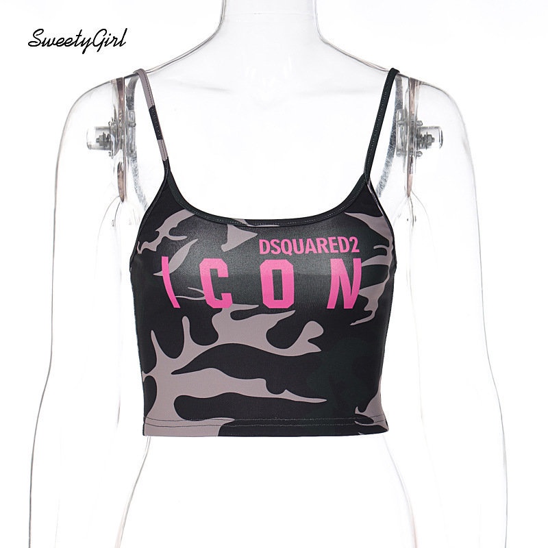 Áo Tank Top Cổ Tròn Dáng Ôm In Chữ Họa Tiết Rằn Ri Thời Trang 2022 Quyến Rũ Cho Nữ