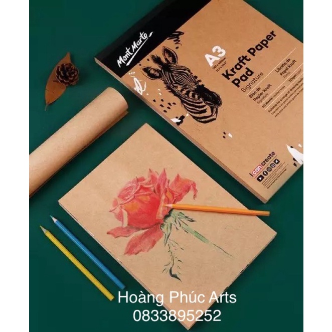 Sổ giấy Kraft Mont Marte, Signature Kraft Paper Pad - 50 tờ- 115gsm