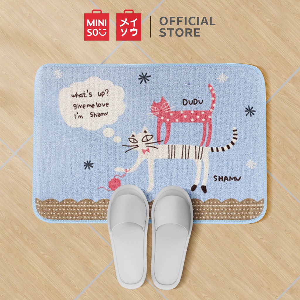 [Mã LIFEHL9 giảm 8% tối đa 100K đơn 250K] Thảm lau chân Miniso họa tiết mèo hoạt hình ( Xanh lam ) - Hàng chính hãng