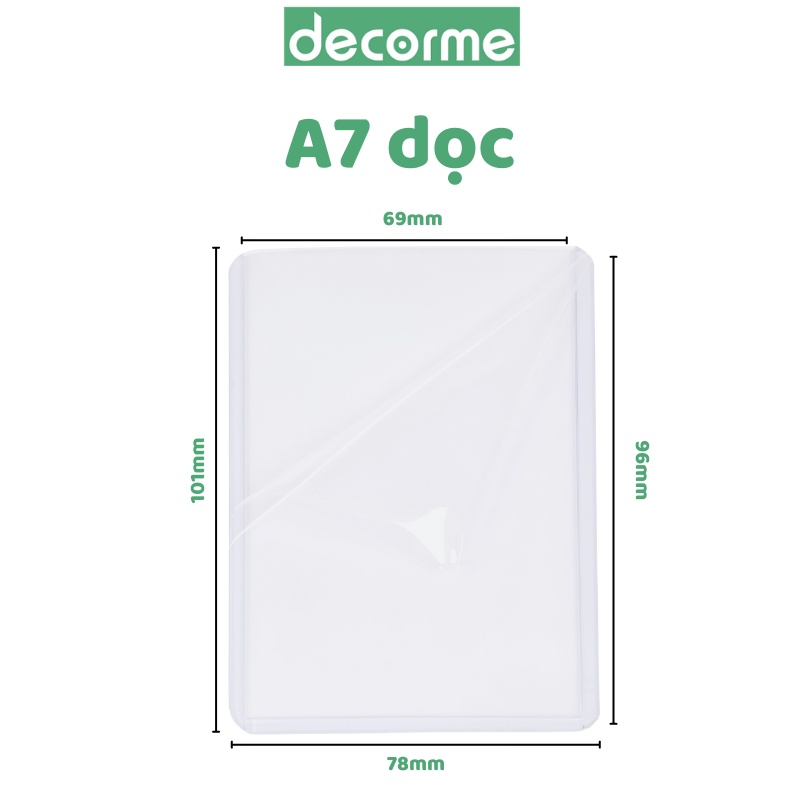 Toploader DecorMe kích thước A7 B8 đựng card ảnh idol Kpop, đựng card Anime - Văn phòng phẩm Decorme