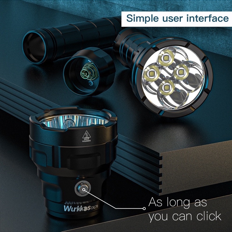 Đèn lặn chuyên nghiệp Wurkkos DL70 4*XHP50.2 13000lumen 4 chế độ