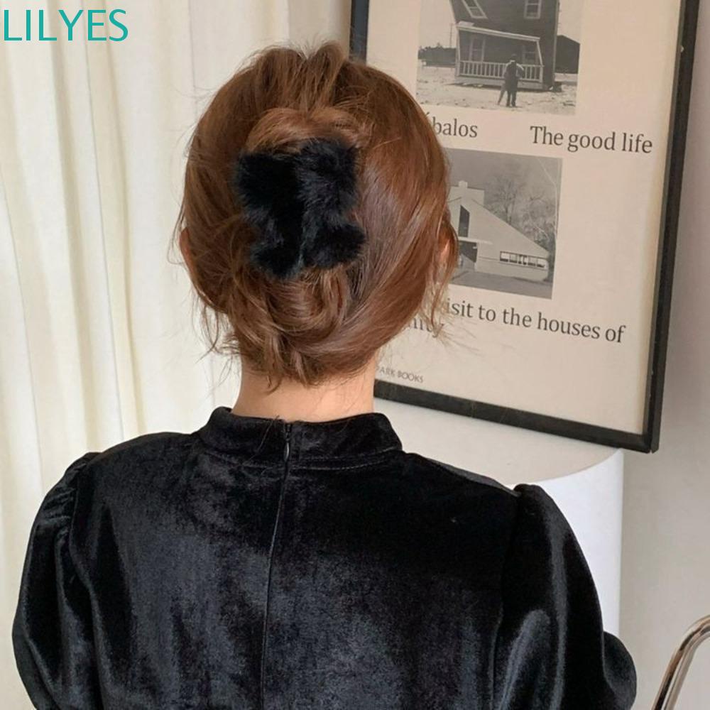 LILYES Butterfly Hair Claw Trendy Temperament Simple Hairpin Plush Headwear Headdress Cartoon Girls Korean Style Hair Clip