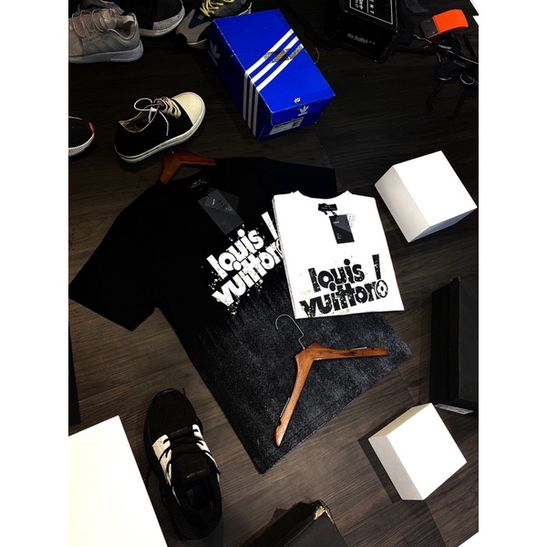 Áo Phông Nam Lv was Loang in chữ nổi - Áo Thun Nam Lv was chữ cao cấp giá rẻ