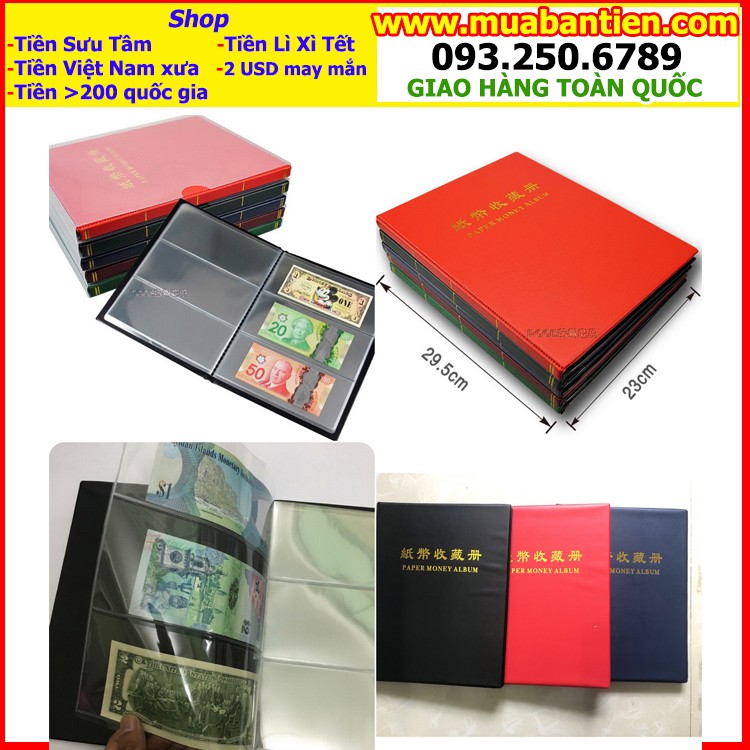 Quyển Album Đựng Tiền Giấy 20 Phơi 3 ngăn trong suốt PCCB, chứa được tối đa 60 tờ tiền