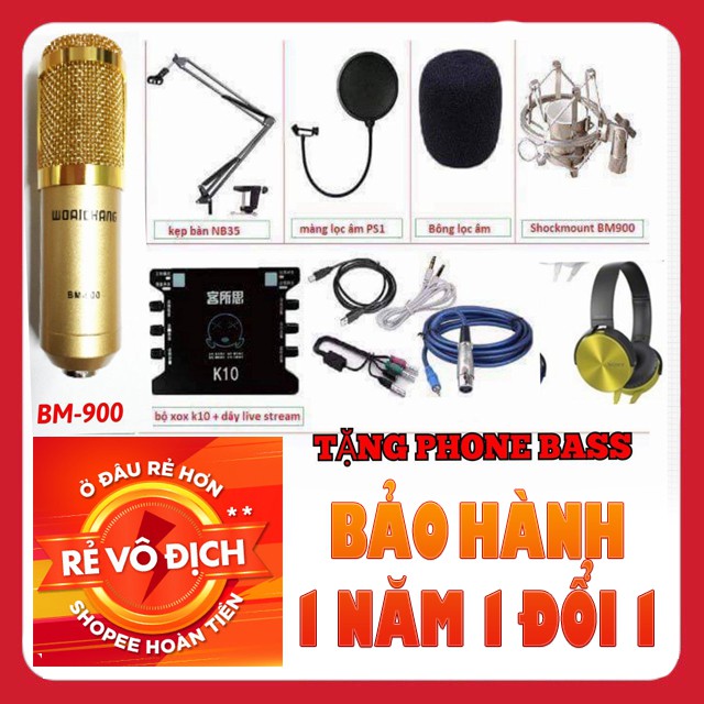 Combo Mic Thu Âm Bm900 XOX K10 full phụ kiện Tai Nghe SONY