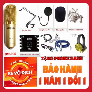 Combo Mic Thu Âm Bm900 XOX K10 full phụ kiện Tai Nghe SONY