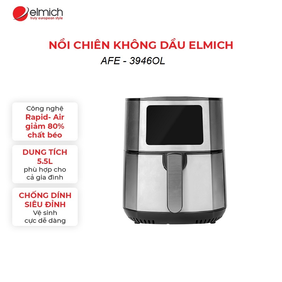 [Mã ELHADEV giảm 4% đơn 300K] Nồi chiên không dầu Elmich AFE-3946OL