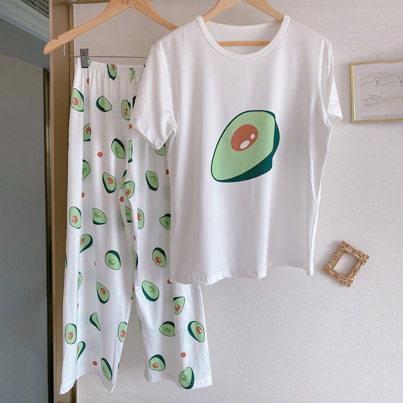 Bộ Đồ Ngủ Ngắn Tay Dáng Rộng In Trái Dứa Xinh Xắn Thời Trang Mùa Hè Cho Nữ
