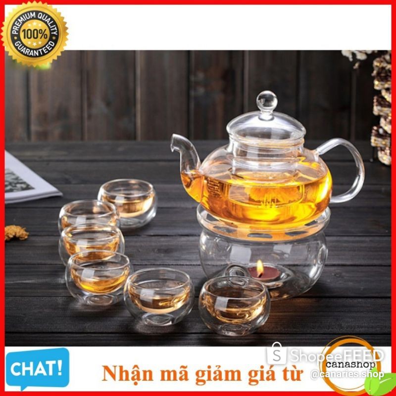 combo 5 bộ ấm trà kèm đế nến và chén