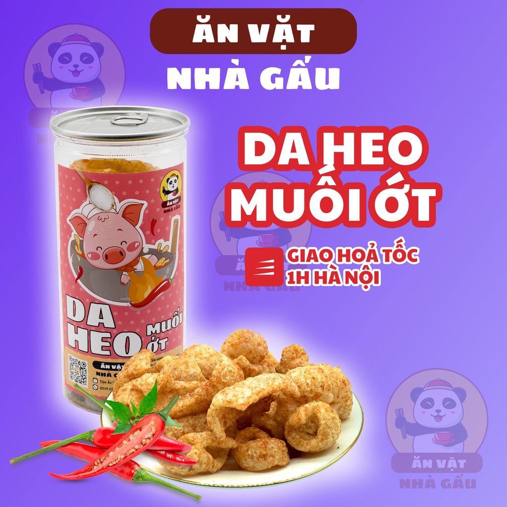 Da Heo Muối Ớt 150g Giòn Tan Tiệm Ăn Vặt Nhà Gấu Ăn vặt Hà Nội đặc sản ngon