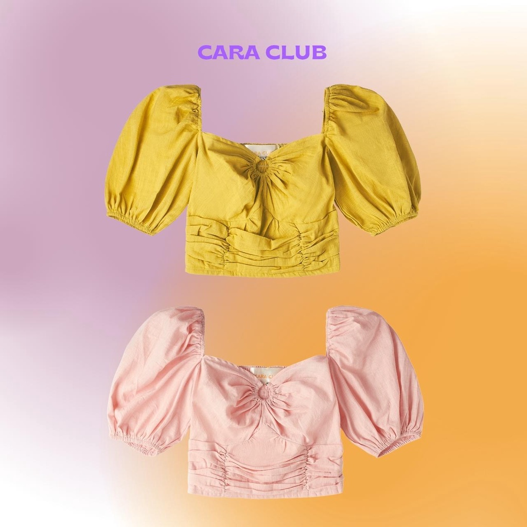 CARA Áo Lantern tay phồng dáng croptop sành điệu trẻ trung