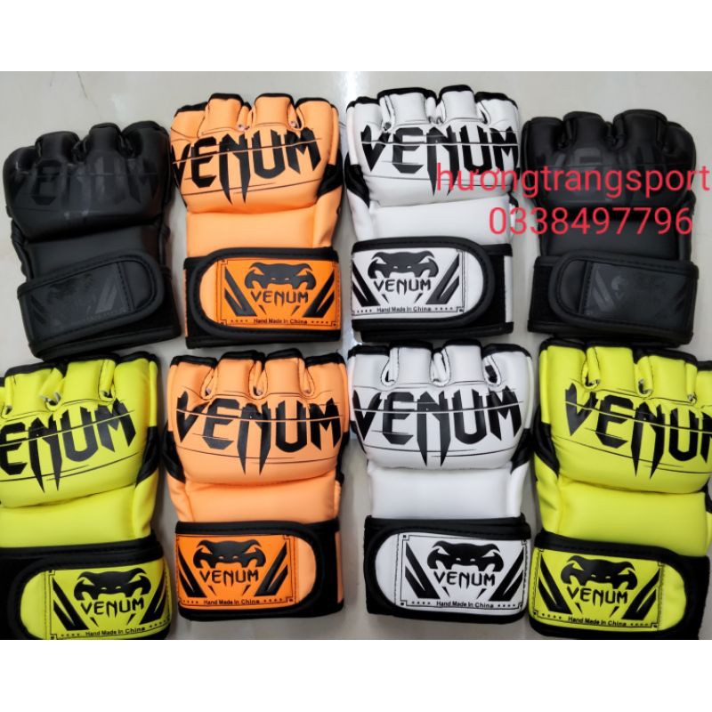 Găng tay tập boxing hở ngón venum MMA võ tự do(hình thật shop tự chụp)