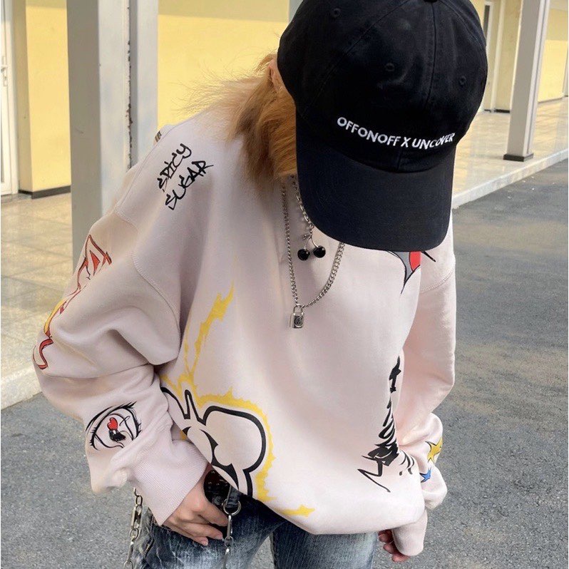 Áo Sweater Collab Màu Hồng