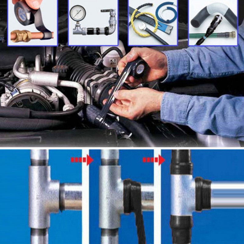 Băng keo silicon quấn ống nước chống rò rỉ màu đen bền tiện lợi 2.5cmx1.5m