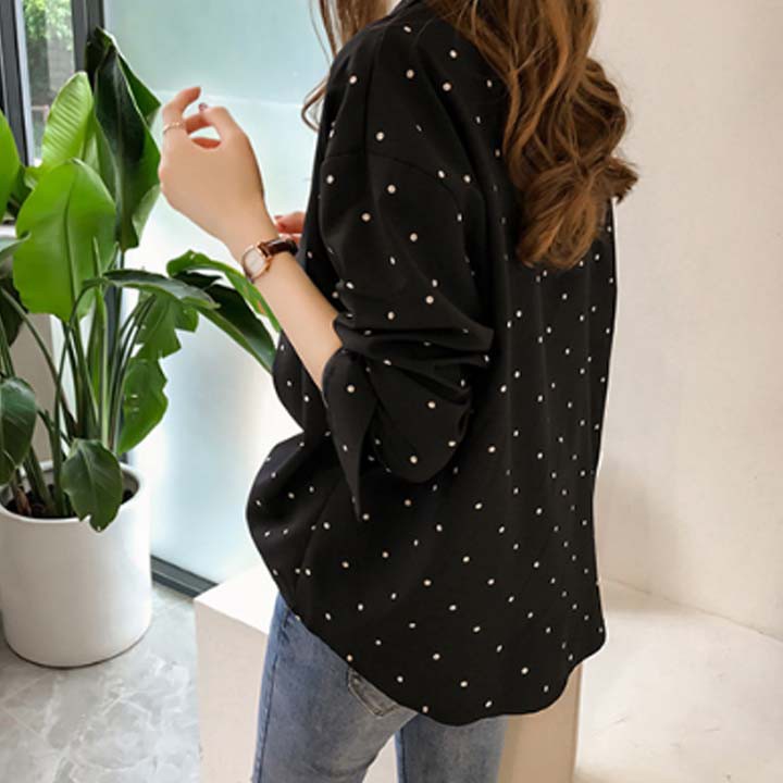 Áo sơ mi chấm bi - Chất Cotton lụa