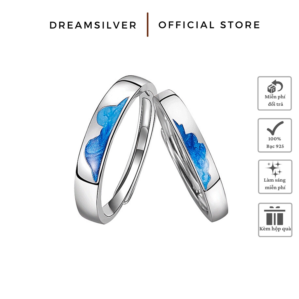 Nhẫn Đôi Bạc 925, Nhẫn Cặp Dreamsilver Bạc Ý S925 Sea and Cloud Chỉnh Được Size