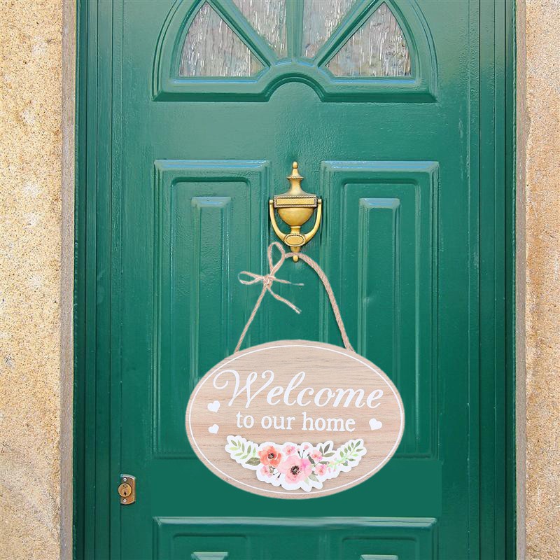 2Pcs Welcome Sign Front Door Decor Vintage Wooden Home Decor Sign Welcome to Our Home Wall Art Sign Wall Hanging Sign