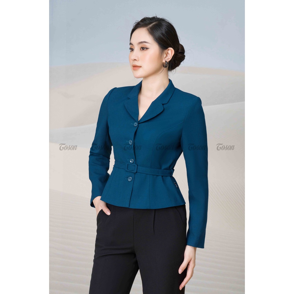 Áo vest xanh cơ bản thắt đai eo đũi nhật TOSON 83222X31