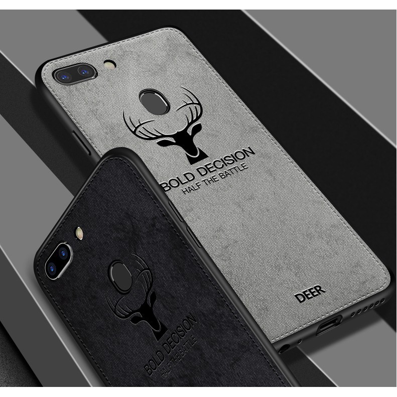 Ốp lưng OPPO A3s F7 F9 Ốp hươu Silicone Vải Jean TPU