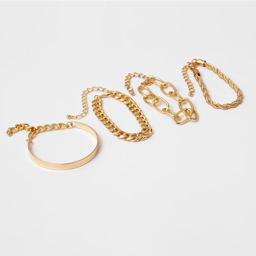 Set 4 Vòng Tay Bằng Kim Loại Thiết Kế Đơn Giản Thời Trang