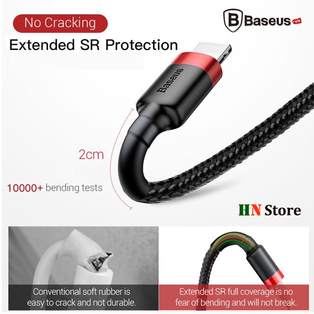 Cáp Dù Baseus 1m 2m Lightning Chính Hãng Siêu Bền
