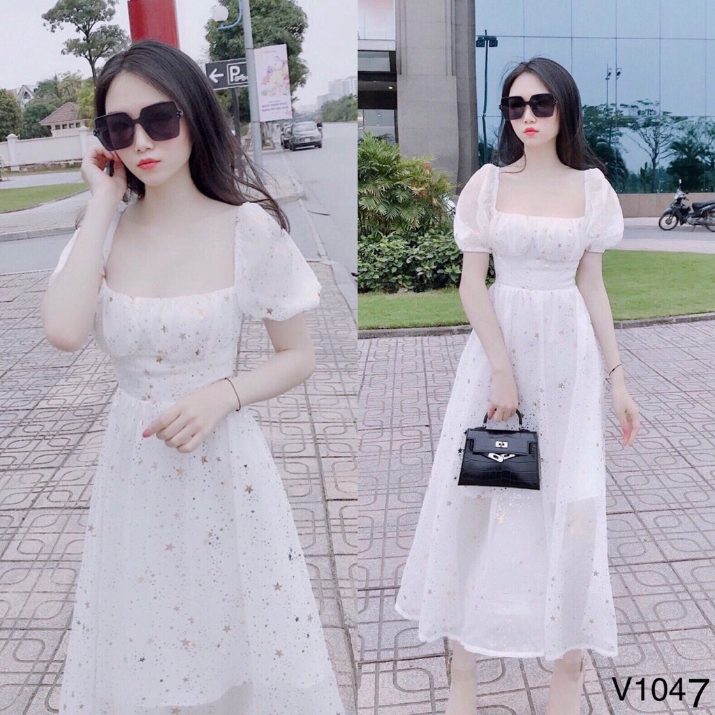 [ xả kho ] MiD Đầm maxi trắng V1047 Mie Design ảnh thật